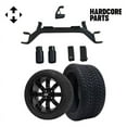 thumbnail image 1 of Hardcore Parts 4" Drop Axle Lift Kit for EZGO Marathon (1975-1993) Gas Golf Cart with 14" Black 'TEMPEST' Wheels and 205/30-14 (20"x8"-14") DOT rated Low Profile tires, 1 of 8