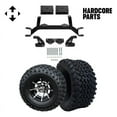 thumbnail image 1 of Hardcore Parts 4" Drop Axle Lift Kit for EZGO TXT/PDS (1994.5-2001.5) Gas Golf Cart with 10" Machined/Black 'Kraken' Wheels and 22"x11"-10" DOT rated All-Terrain tires, 1 of 3