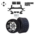 thumbnail image 1 of Hardcore Parts 4" Drop Axle Lift Kit for EZGO TXT/PDS (1994.5-2001.5) Gas Golf Cart with 14" Machined/Black 'Vampire' Wheels and 20"x8.5"-14" STINGER On-Road/Off-Road DOT rated All-Terrain tires, 1 of 6