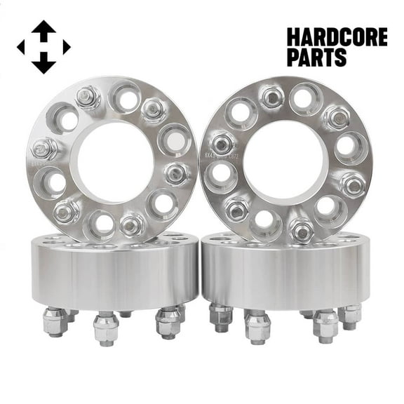 Hardcore Parts 4 QTY Wheel Spacers Adapters 2" fits all 6x4.5 (6x114.3) vehicle to 6x4.5 patterns with 1/2-20 threads - Durango Dakota