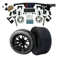 thumbnail image 1 of Hardcore Parts 4" Spindle Extension Lift Kit for Club Car DS (1982-2010) Golf Cart with 14" Black 'Voodoo' Wheels and 205/30-14 (20"x8"-14") DOT rated Low Profile tires, 1 of 7