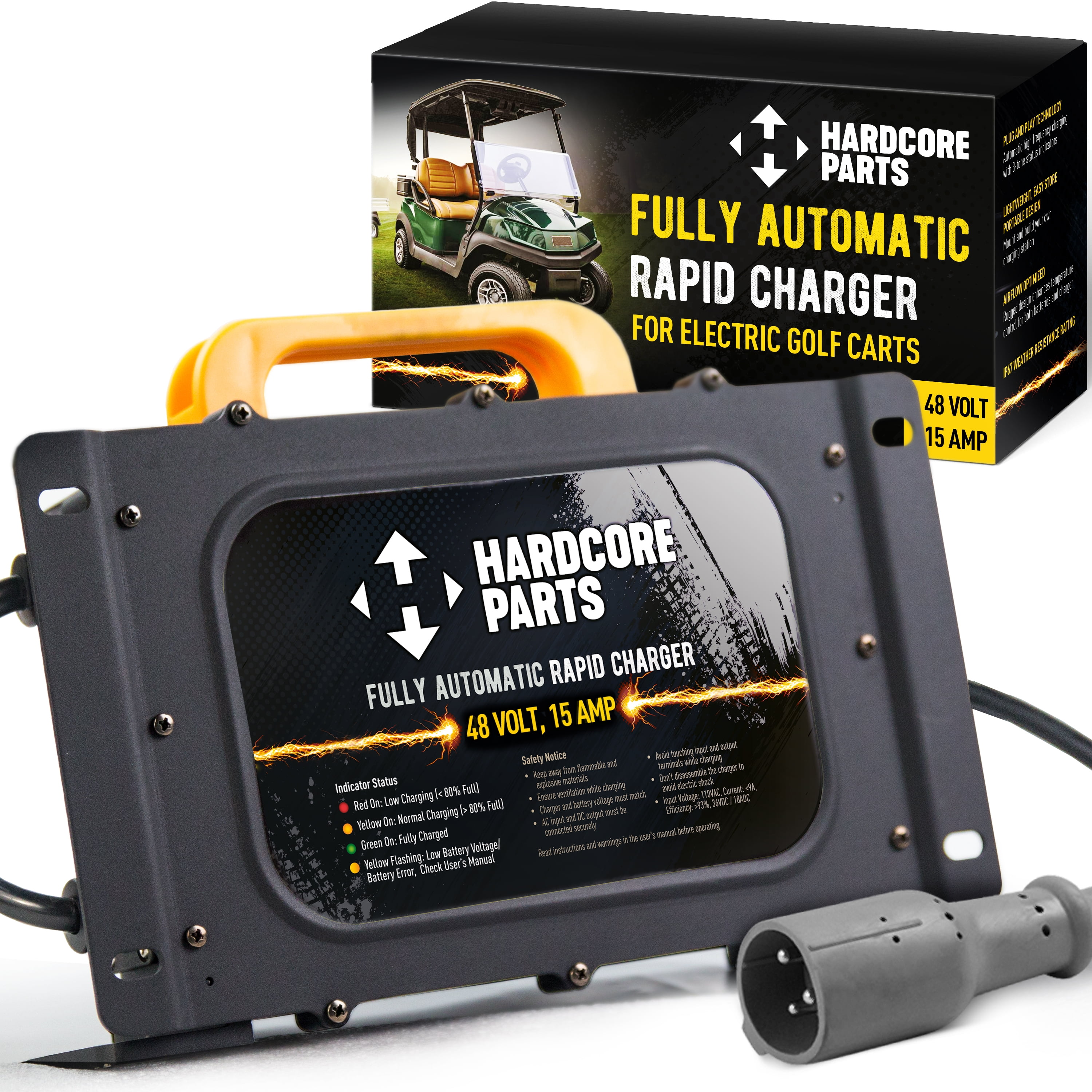 Hardcore Parts 48 Volt 15 Amp Golf Cart Smart Charger - Club Car (3 prong)