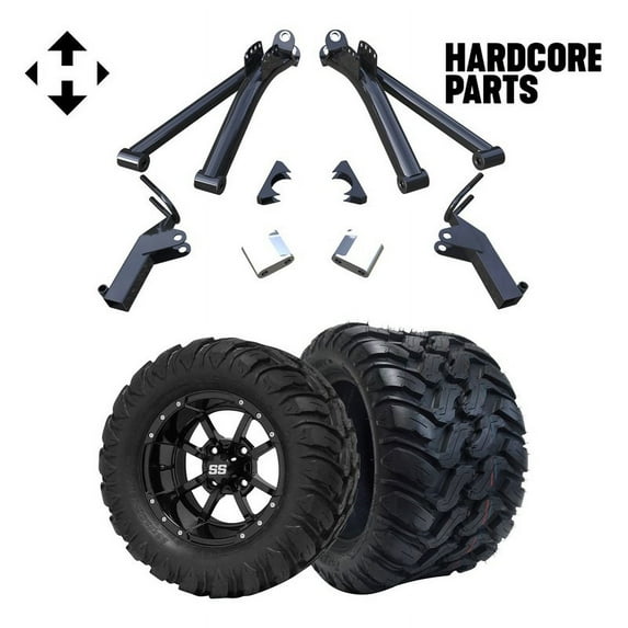 Hardcore Parts 6" A-Arm Lift Kit for Yamaha G2/G9 Golf Cart with 12" Black 'Storm Trooper' Wheels and 22"x11"-12" DOT rated Mud-Terrain/All-Terrain tires