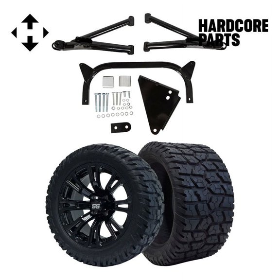Hardcore Parts 6" A-Arm Lift Kit for Yamaha G8-G14/G16/G19/G20 Golf Cart with 14" Black 'Voodoo' Wheels and 22"x10.5"-14 GATOR On-Road/Off-Road DOT rated All-Terrain tires
