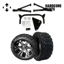 Hardcore Parts 6" A-Arm Lift Kit for Yamaha G8-G14/G16/G19/G20 Golf Cart with 14" Machined/Black 'Vampire' Wheels and 23"x10"-14 DOT rated All-Terrain tires