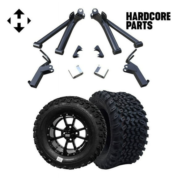Hardcore Parts 6" A-Arm Lift Kit for Yamaha G2/G9 Golf Cart with 12" Black 'Storm Trooper' Wheels and 23"x10.5"-12" All-Terrain tires