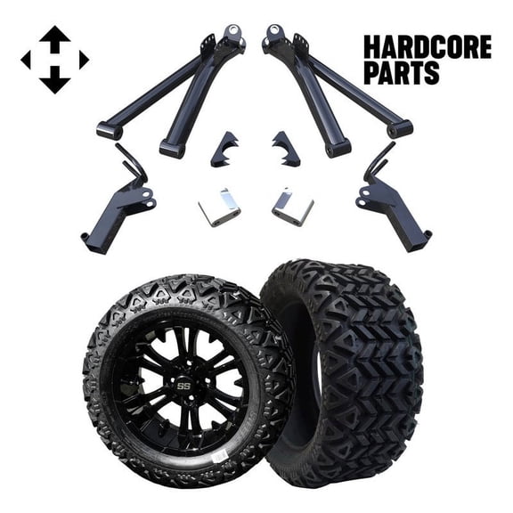 Hardcore Parts 6" A-Arm Lift Kit for Yamaha G2/G9 Golf Cart with 14" Black 'VAMPIRE' Wheels and 23"x10"-14 DOT rated All-Terrain tires