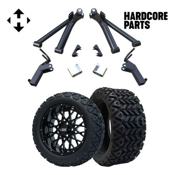 Hardcore Parts 6" A-Arm Lift Kit for Yamaha G2/G9 Golf Cart with 15" Black 'VENOM' Wheels and 23"x10"-15 DOT rated All-Terrain tires