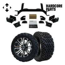 Hardcore Parts 6" Drop Axle Lift Kit for EZGO MPT/WORKHORSE 1200 (1994.5-2001.5) Golf Cart with 14" Machined/Black 'LANCER' Wheels and 23"x10"-14" DOT rated All-Terrain tires