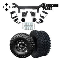 Hardcore Parts 6" Drop Axle Lift Kit for EZGO TXT/PDS (1994.5-2001.5) Electric Golf Cart with 10" Machined/Black 'Lancer' Wheels and 22"x11"-10 DOT rated All-Terrain tires