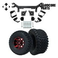 thumbnail image 1 of Hardcore Parts 6" Drop Axle Lift Kit for EZGO TXT/PDS (1994.5-2001.5) Electric Golf Cart with 10" Red/Black 'TEMPEST' Wheels and 22"x11"-10" DOT rated All-Terrain tires, 1 of 3