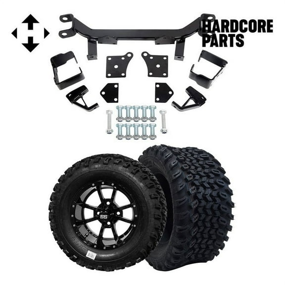 Hardcore Parts 6" Drop Axle Lift Kit for EZGO TXT/PDS (1994.5-2001.5) Electric Golf Cart with 12" Black 'Storm Trooper' Wheels and 23"x10.5"-12" All-Terrain tires