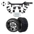 thumbnail image 1 of Hardcore Parts 6" Drop Axle Lift Kit for EZGO TXT/PDS (1994.5-2001.5) Electric Golf Cart with 14" Machined/Black 'Vampire' Wheels and 23"x10"-14 DOT rated All-Terrain tires, 1 of 7