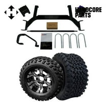 Hardcore Parts 6" Drop Axle Lift Kit for EZGO TXT/PDS (2001.5-2008) Gas Golf Cart with 12" Machined/Black ‘VAMPIRE’ Wheels and 23"x10.5"-12" All-Terrain tires