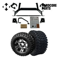 Hardcore Parts 6" Drop Axle Lift Kit for EZGO TXT/PDS (2001.5-2013) Electric Golf Cart with 12" Machined/Black ‘VAMPIRE’ Wheels and 23"x10.5"-12" All-Terrain tires