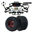 thumbnail image 1 of Hardcore Parts 6” Heavy Duty Double A-Arm Suspension Lift Kit for Club Car DS Golf Cart (2004.5-Up) with 10" Red/Black 'TEMPEST' Wheels and 22"x11"-10" DOT rated All-Terrain tires, 1 of 2