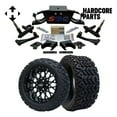 thumbnail image 1 of Hardcore Parts 6” Heavy Duty Double A-Arm Suspension Lift Kit for Club Car DS Golf Cart (2004.5-Up) with 15" Black 'VENOM' Wheels and 23"x10"-15 DOT rated All-Terrain tires, 1 of 4