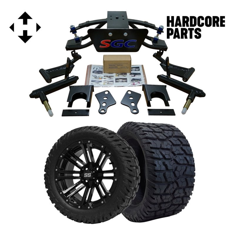 Hardcore Parts 6” Heavy Duty Double A-Arm Suspension Lift Kit for Club Car PRECEDENT Golf Cart (2004+) with 14" Black 'LANCER' Wheels and 22"x10.5"-14" GATOR On-Road/Off-Road All-Terrain tires