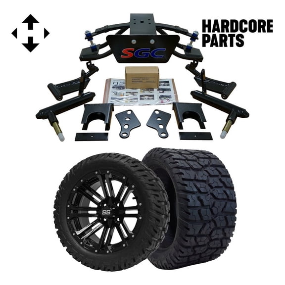 Hardcore Parts 6” Heavy Duty Double A-Arm Suspension Lift Kit for Club Car PRECEDENT Golf Cart (2004+) with 14" Black 'LANCER' Wheels and 22"x10.5"-14" GATOR On-Road/Off-Road All-Terrain tires