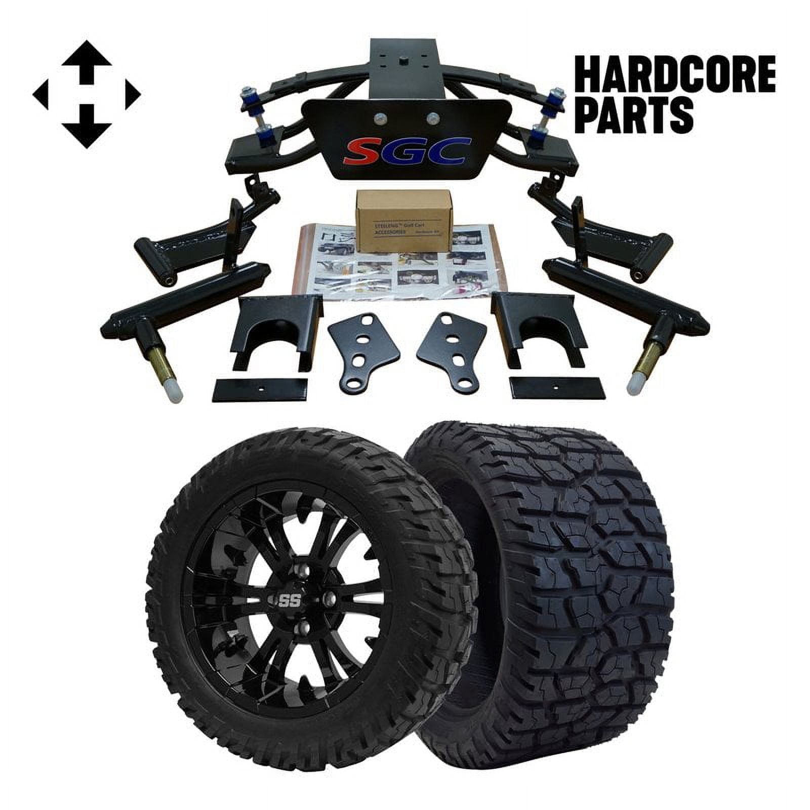 Hardcore Parts 6” Heavy Duty Double A-Arm Suspension Lift Kit for Club Car PRECEDENT Golf Cart (2004+) with 14" Black 'VAMPIRE' Wheels and 22"x10.5"-14" GATOR On-Road/Off-Road All-Terrain tires