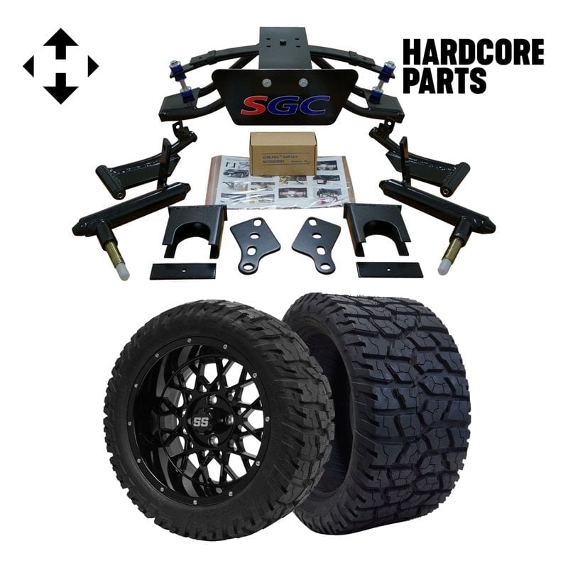 Hardcore Parts 6” Heavy Duty Double A-Arm Suspension Lift Kit for Club Car PRECEDENT Golf Cart (2004+) with 14" Black 'Venom' wheel Wheels and 22"x10.5"-14" GATOR On-Road/Off-Road All-Terrain tires
