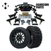Hardcore Parts 6” Heavy Duty Double A-Arm Suspension Lift Kit for Club Car PRECEDENT Golf Cart (2004 ) with 15" Black 'VENOM' Wheels and 23"x10"-15 DOT rated All-Terrain tires