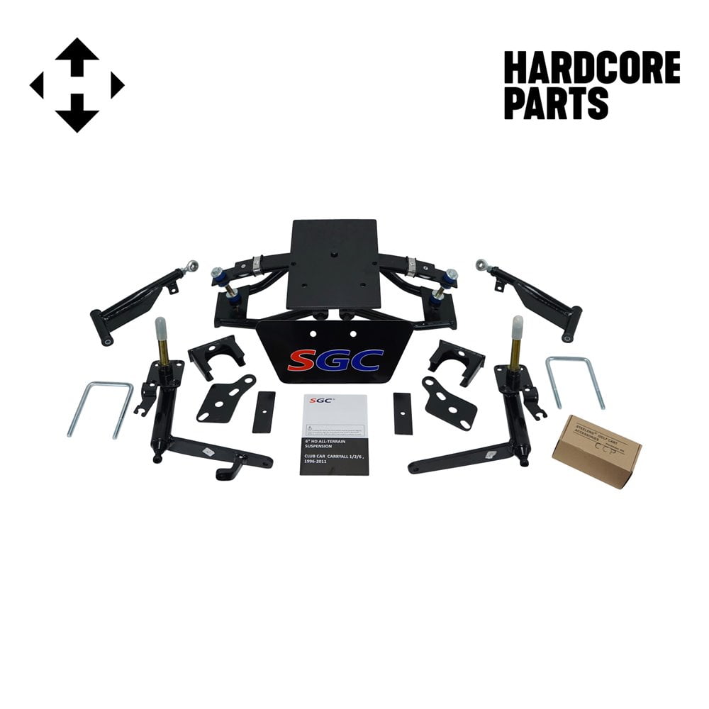 Hardcore Parts 6 Heavy Duty Double A-Arm Suspension Lift Kit for Club Car Carryall Golf Cart (1996-2011) Patent Pending