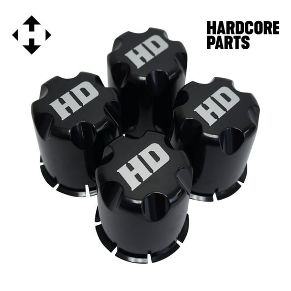 Hardcore Parts Golf Cart UTV ATV Wheel Rim 'HD' Black Center Caps (Set of 4)