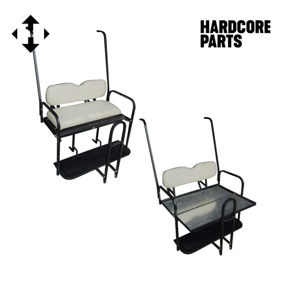 Hardcore Parts Rear Flip Seat For YAMAHA G14/G16/G19/G22 Model Golf Cart (Ivory Cushion w/t Grab Bar Attachment)