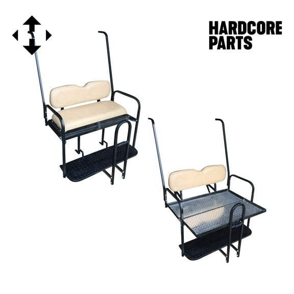 Hardcore Parts Rear Flip Seat For YAMAHA G14/G16/G19/G22 Model Golf Cart (Tan Cushion w/t Grab Bar Attachment)