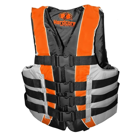 Hardcore Water Sports Adult Fully Enclosed Neoprene and Polyester Life Jacket Vest (Neon Orange)