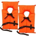 thumbnail image 1 of 2 Pack Coast Guard approved life jackets. High visibility color Type II keyhole life vest in classic May West style. Compliance flotation device, 1 of 9