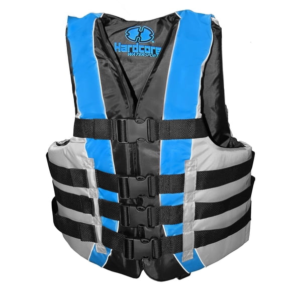 Hardcore Water Sports Hardcore Life Vest For Adults | High Visibility Blue | USCG Approved | Fully Enclosed Life Jacket with 4 Buckles | Adult Size 2XL/3XL
