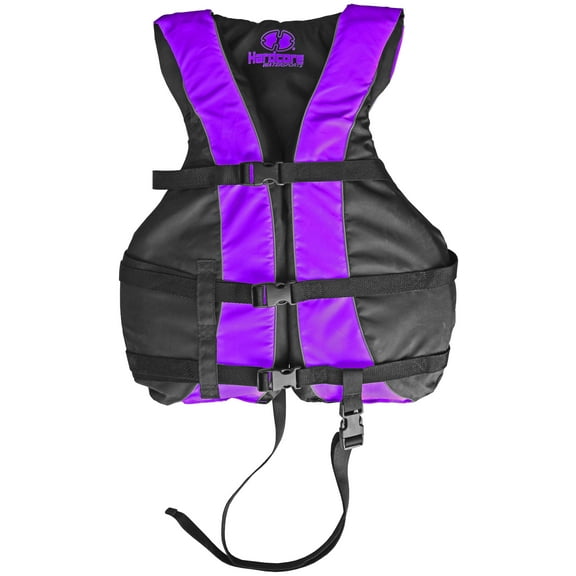 Hardcore Water Sports High Visibility Adult Life Jacket Vest with Additional Leg Strap Purple | USCG Approved PFD