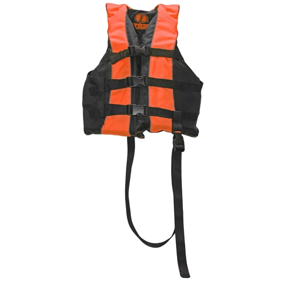 Hardcore Water Sports High Visibility Youth Life Jacket Vest with Additional Leg Strap Orange | USCG Approved PFD