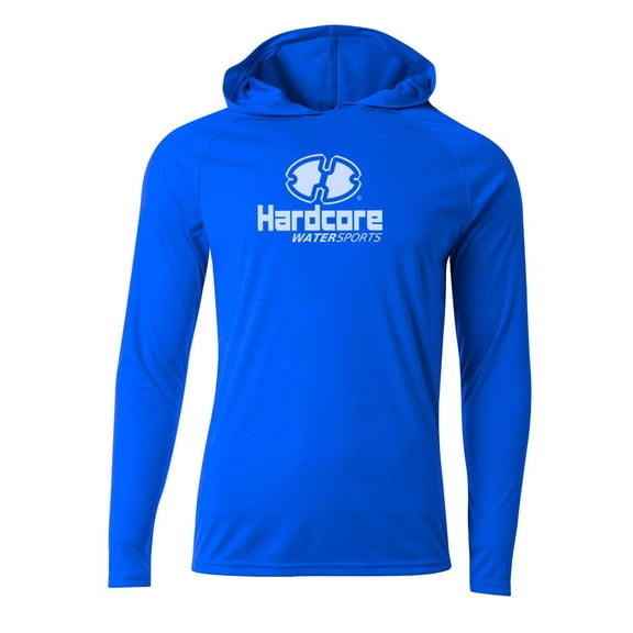 Hardcore Water Sports Men's Hooded Long Sleeve Loose Fit Rash Guard Surf Shirt Water Sports Swimwear