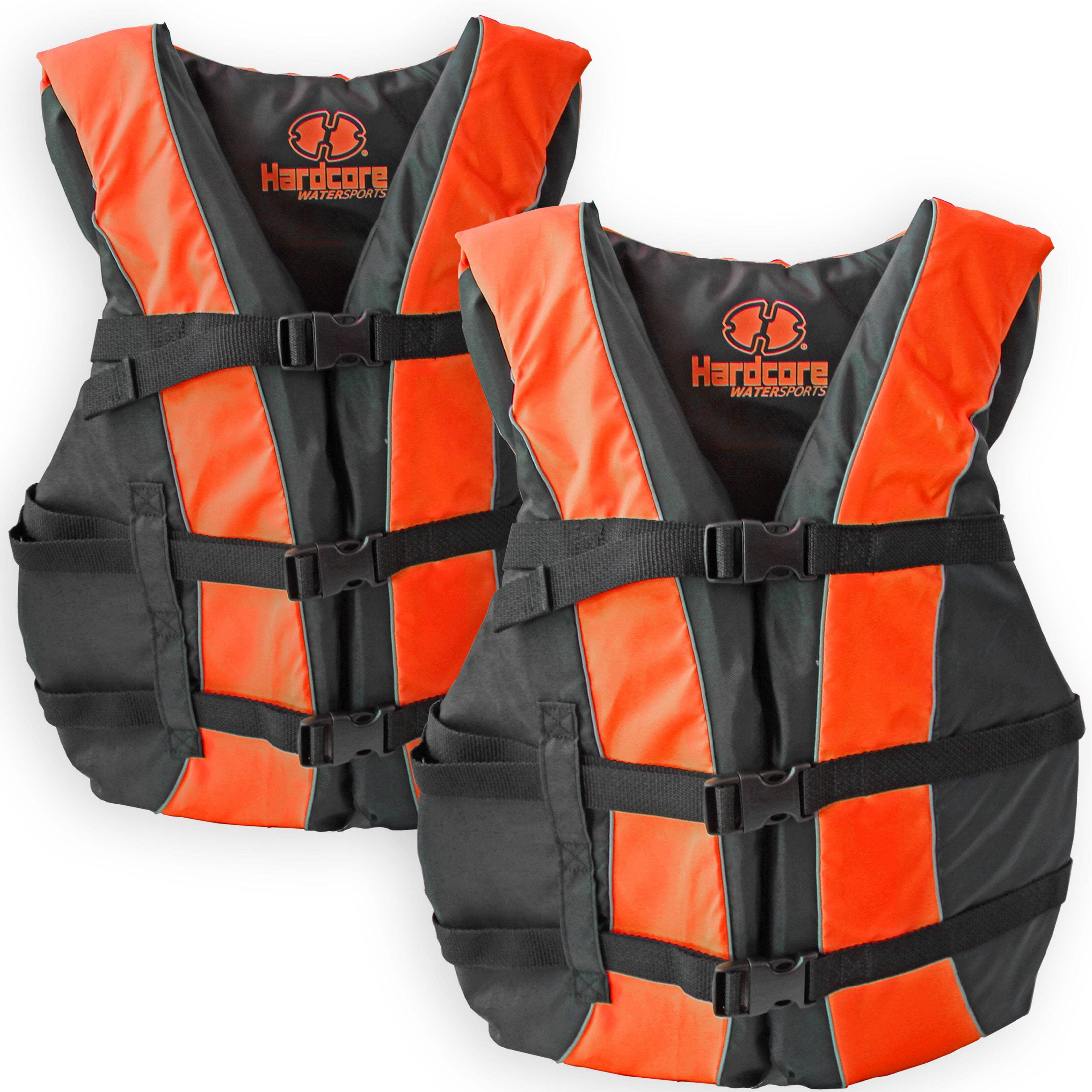 Hardcore Water Sports USCG Type III Adult Life Jacket, Neon Orange