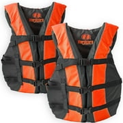 Hardcore Water Sports USCG Type III Adult Life Jacket, Neon Orange, 2 Pack