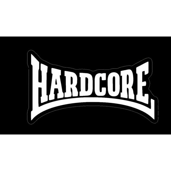 Hardcore Word Car Decal with Vinyl, Inspirational Sticker for Extreme Fearless Speed Driver (White)