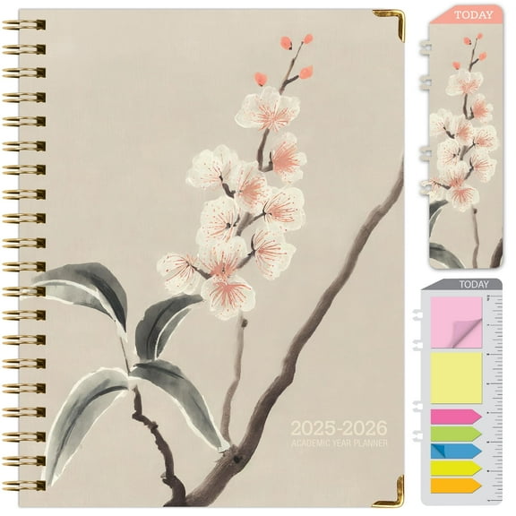 Academic Year 2025-2026 Planner, June 2025 - July 2026, 8.5"x11" Daily Weekly Monthly Planner Yearly Agenda, Hardcover, Bookmark, Pocket Folder and Sticky Note Set (Orchid)