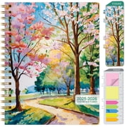 Academic Year 2025-2026 Planner, June 2025 - July 2026, 8.5x11 Daily Weekly Monthly Planner Yearly Agenda, Hardcover, Bookmark, Pocket Folder and Sticky Note Set Summer Bliss Watercolor Tree