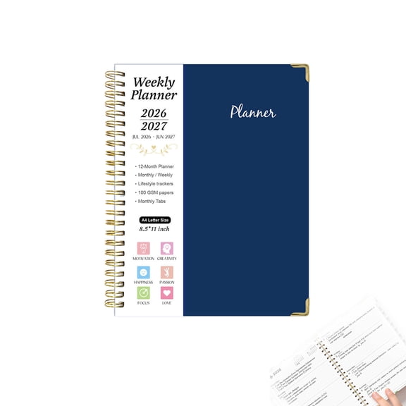 Hardcover Academic Planner 2026-2027, Monthly Weekly Calendar Book with Tabs, July 2026–June 2027, 6.3"×8.5" Agenda Organizer for Teacher Student School Office Supplies