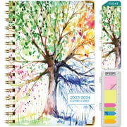 Hardcover Academic Year 2023-2024 Planner (June 2023 Through July 2024) 5.5" x 8" Medium Daily Weekly Monthly Planner Yearly Agenda. Bookmark, Pocket Folder and Sticky Note Set (Tree Seasons)