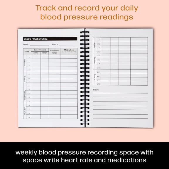 Hardcover Blood Pressure Logbook with Spiral Binding 116 Pages Daily Health Tracker