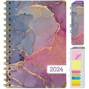 Hardcover CY 2024 Fashion Planner - 5.5"x8" (Pink Purple Marble)
