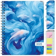 Global Printed Products Hardcover 2025 Daily, Monthly & Weekly Planner 8.5"x11", Blue Koi
