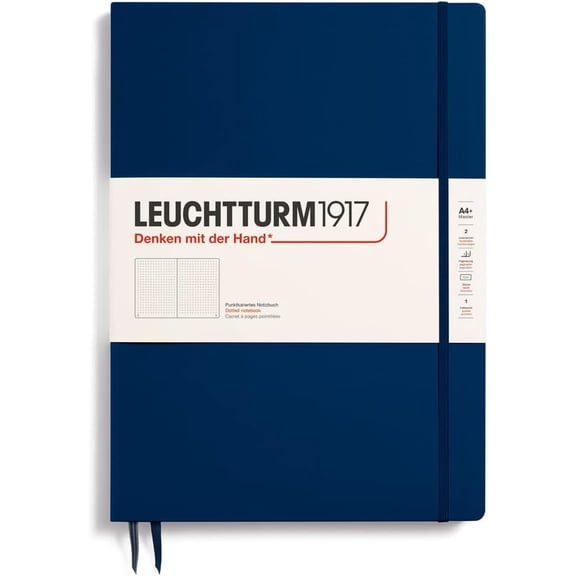 Hardcover Dotted Master Slim Notebook, Navy, A4