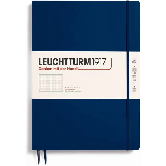 Hardcover Dotted Master Slim Notebook, Navy, A4