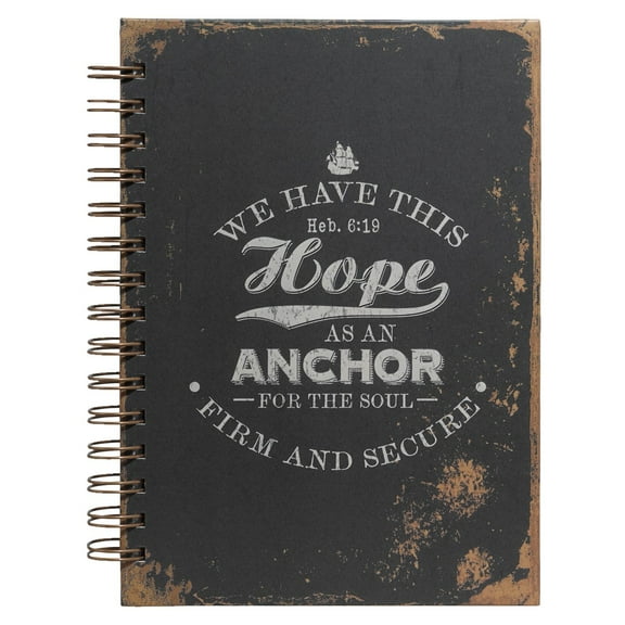 Hardcover Journal Hope As An Anchor Hebrews 6:19 Bible Verse Vintage Inspirational Wire Bound Notebook w/192 Lined Pages, Large