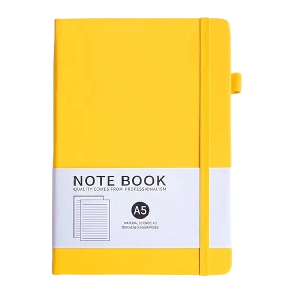 Hardcover Journal Notebook, A5 Medium Size PU Leather Cover With Elastic Band, 100 Sheets (200 Pages) College Ruled Diary Notebooks for Note-Taking Planning, Smooth Writing, 1Pc(Yellow,8.5x5.7")